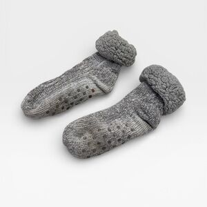 Gray Plush Slipper Socks Adult Sizes 6-10 W